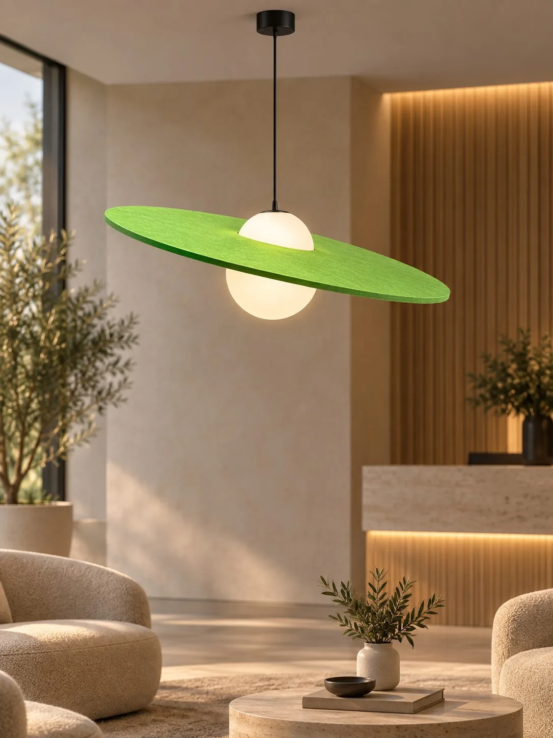 Corda Acoustic viseća lampa s diskom od zelenog PET-filca